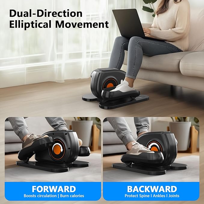 Under Desk Elliptical Machine, Elipse Leg Exerciser Electric as Seen on Tv with 12 Adjustable & Led Monitor, Leg Exerciser While Sitting for Seniors, Quiet & Portable, Fully Assembled