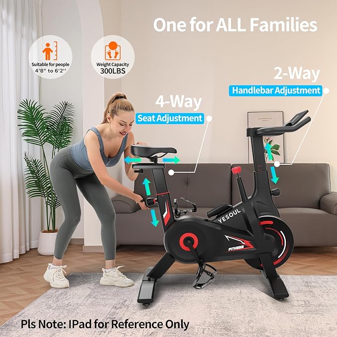 YESOUL Exercise Bike for Home – Stationary Bike with Stable Triangle Frame, Silent Magnetic Resistance, 300 lbs Capacity, Dual-Stage Drive & Alloy Flywheel, Smart APP with Scenic & Live Classes