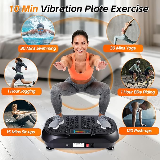 Vibration Plate Exercise Machine, Vibrating Plate for Lymphatic Drainage, Full Body Vibration Plate Fitness Platform Stand Board Shaker, Workout Vibrate Waver Sport Gym Gifts for Weight Loss Women Men
