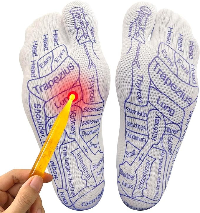 Acupressure Reflexology Socks Physiotherapy Massage Relieve Tired Feet Reflexology Socks with Massage Tools for Women and Men (Women)