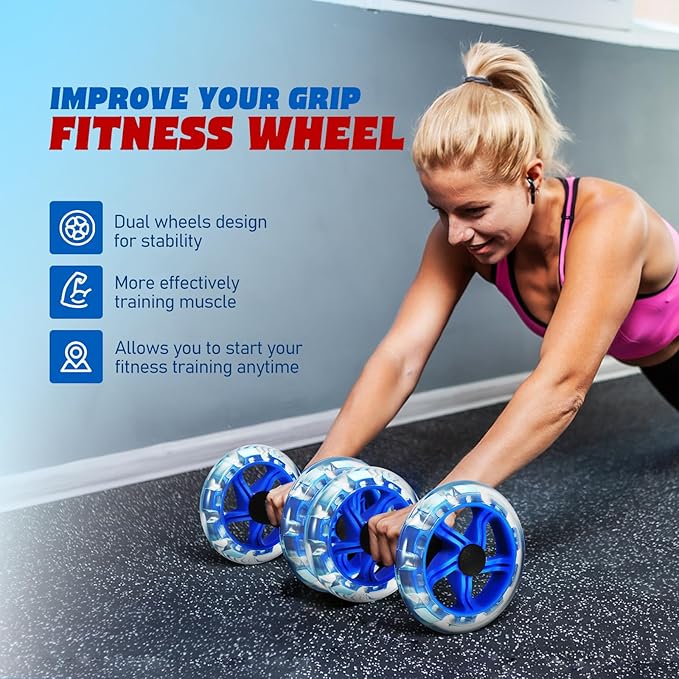 Twin-wheel Ab Roller Fitness Wheel Strengthening Exercise Device for Home Gym Weight Loss and Abdominal Shaping Training