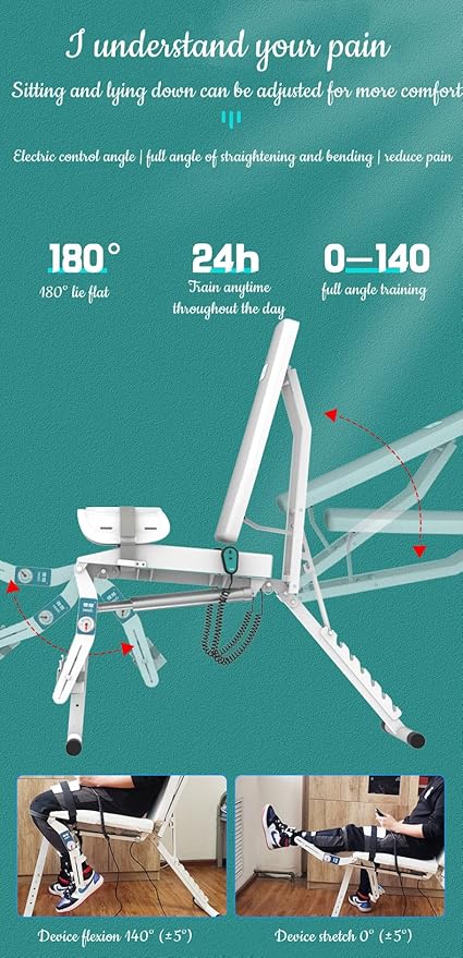 Electric Knee Rehabilitation Trainer, Stroke Hemiplegia Rehabilitation Training Equipment, Lower Extremity Bending and Straightening Training Chair, for Leg Function Recovery(Color:Left Leg)