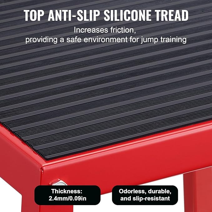 Plyometric Jump Box, 12 Inch Plyo Box, Steel Plyometric Platform and Jumping Agility Box, Anti-Slip Fitness Exercise Step Up Box for Home Gym Training, Conditioning Strength Training, Red