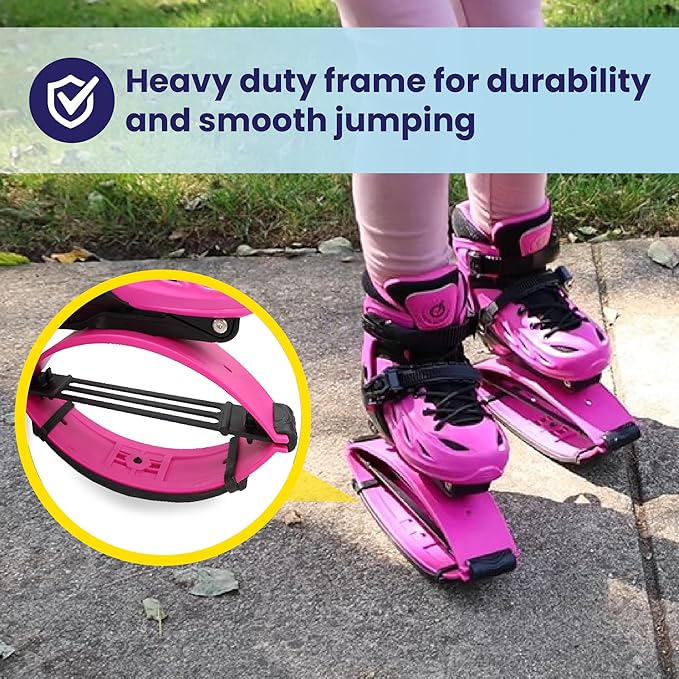 New Bounce Jumping Shoes for Kids - Premium Moon Boots - Durable Kangaroo Jumpers - Strong, Safe and Adjustable Fit, Perfect for Exercise and Fun - New & Improved Edition (Small,Pink)