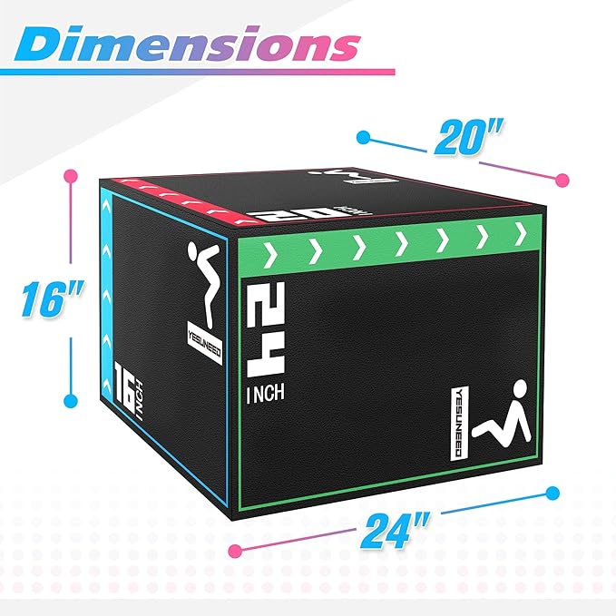 Jumping Plyo Box 3 in 1 Foam Plyometric Box Heavy Duty Jumping Box High Density Foam Plyo Box for Home Gym Jumping Training Fitness Workout Exercise