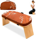 Bamboo Meditation Bench with Cushion - Foldable Bench for Multiple Seating Angles - Kneeling Chair Meditation Stool - Yoga Chair Prayer Bench for Deeper and Longer Meditation - Brown