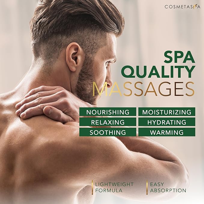 Cosmetasa Sore Muscle Massage Oil for Massage Therapy – Arnica, Chamomile & Lavender Oil for Muscle & Joint Ease – Non-Greasy Formula with Heated Basalt Stones – Relaxation & Recovery – 8.8 Oz