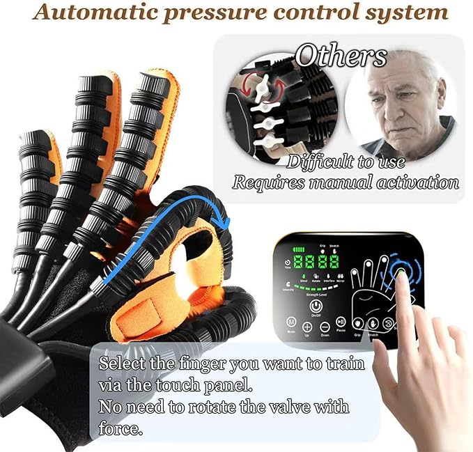 6th Generation Upgrade Rehabilitation Robot Gloves for Stroke Recovery – Hand Weakness & Hemiplegia Home Physical Therapy Device with Mirror Training & Multi-Mode (Left Hand, XL)