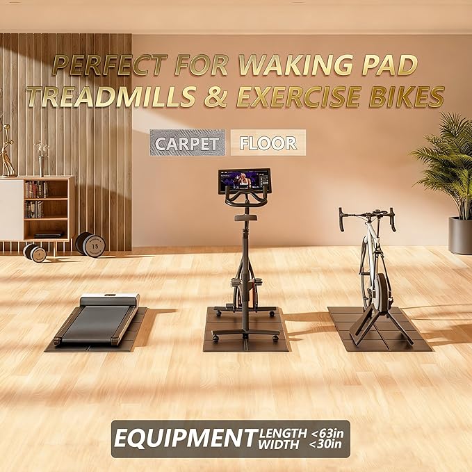 Foldable Treadmill Walking Pad Mat for Carpet Floors,67" x 30" 6mm Thick Treadmill Mat for Hardwood Floor,Indoor Exercise Stationary Bike,Elipitial, Gym Equipment, Noise Shock Absorption