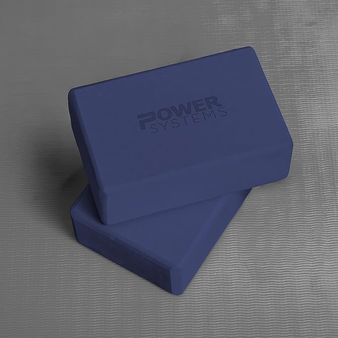Power Systems Yoga Block | Commercial Grade Foam, Lightweight, Durable Ergonomic Support for Home and Studio Use | Yoga, Pilates, Meditation, Flexibility, and Balance with Textured Non-Slip Grip and Smooth Edges