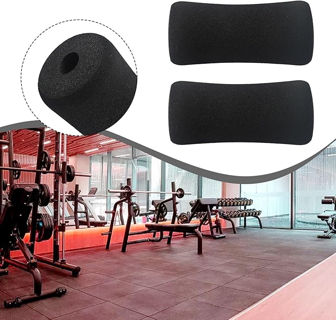 Fitness Equipment Foot Foam Pads Rollers Replacement Set for Weight Bench Leg Extension Home Gym Exercise Machines for 22-25mm Tube Diameter Black 2 Pieces(23 * 90 * 170mm)