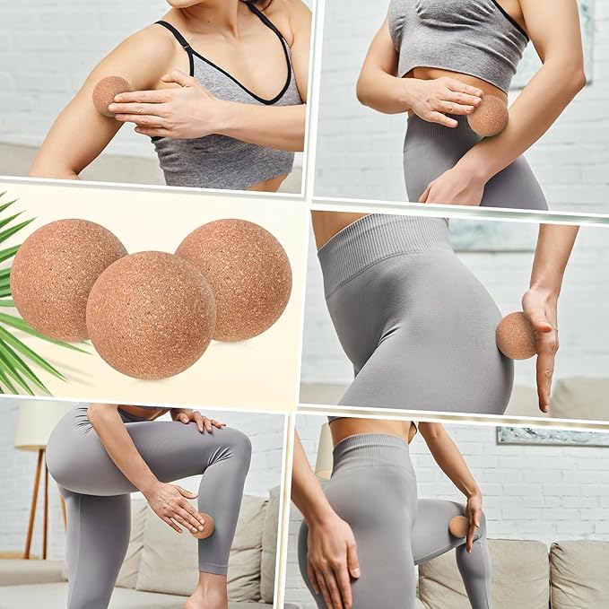 100 Pcs Cork Massage Ball 2 Inch Solid Hard Myofascial Release Yoga Ball for Back Foot Neck Pain Therapy Portable Tissue Muscle Release Tool for Home Office Travel