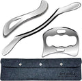 Professional Muscle Scraper Tool Set, Guasha Stainless Steel Physical Therapy Massage Tools with Storage Case, 3-Piece