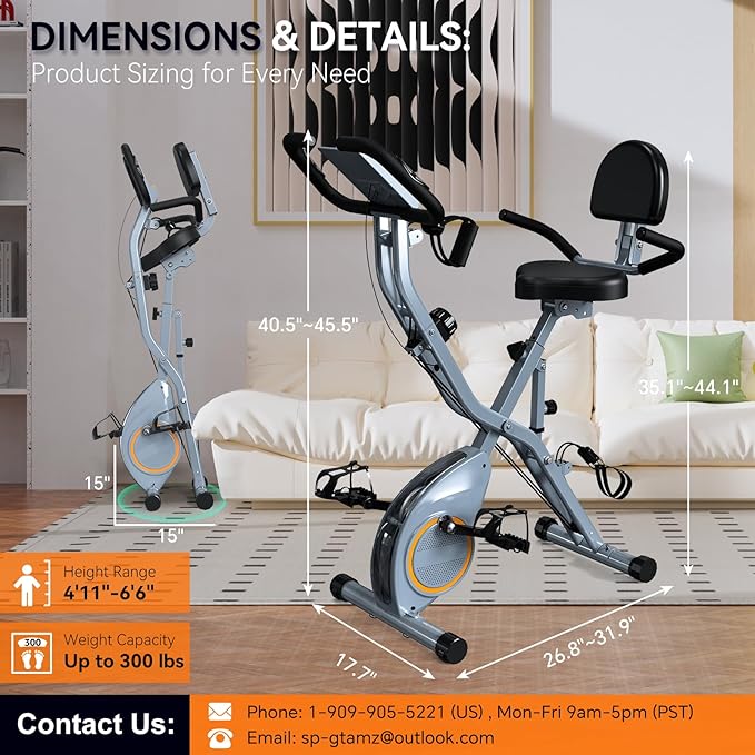 Indoor Exercise Bike Stationary Bikes for Home with 16-Level Magnetic Resistance, Lightweight Foldable Cycling Bike with 70% Pre-Assembled, 260 LBS Capacity, Flywheel of 5.5 LBS for Quiet Home Workout