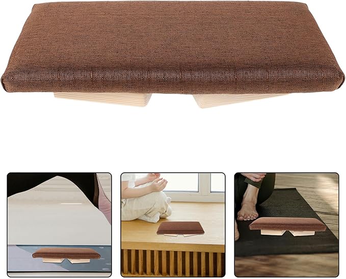 Hemoton Wooden Folding Meditation Stool Ergonomic Prayer Bench for Knee Support Compact Foldable Auxiliary Chair for Yoga and Mindfulness Practice