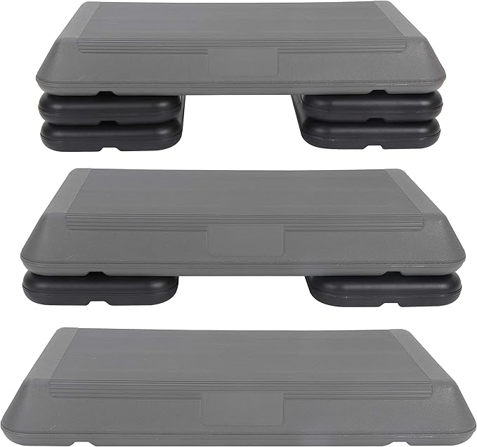 LEMY Bodybuilding Aerobic Stepper Platform 28.5” Exercise Fitness Workout w/ 4 Risers，Height Adjustable 4" - 6" - 8"