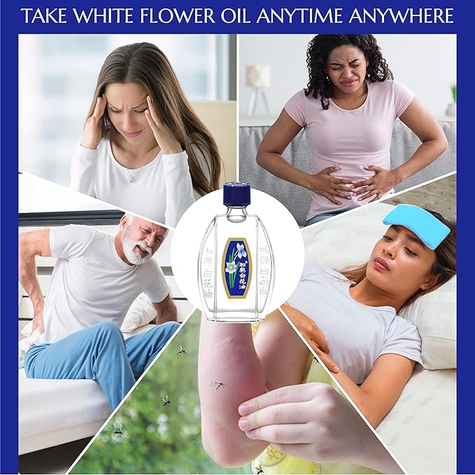 White Flower External Analgesic Balm Oil 2.5ml/ 0.085fl Oz (US Version) (Pack of 3)