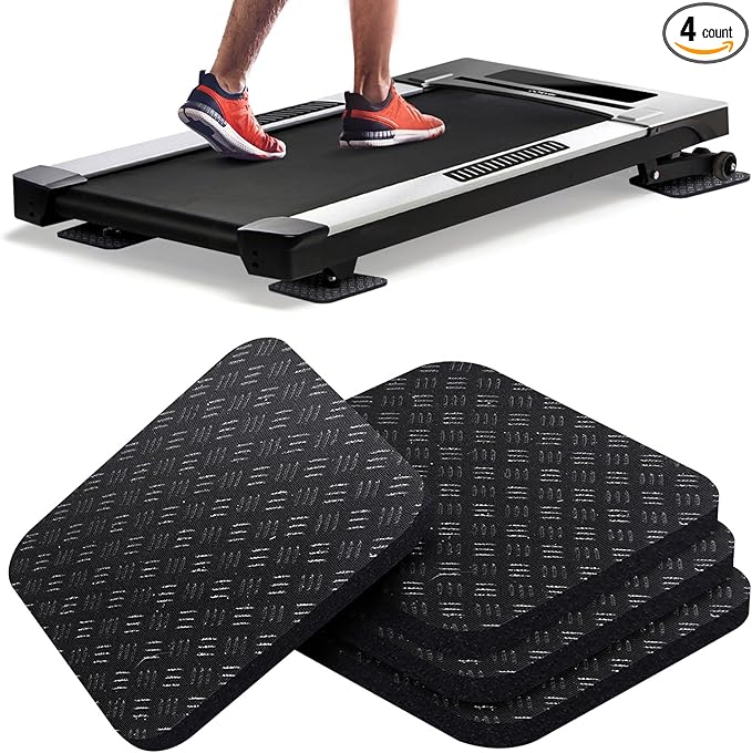 Treadmill Mat Pads 4PCS- Double-Sided Non-Slip - Anti Vibration Mat for Treadmill, Walking Pad, Exercise Bike - Hardwood Floors Protection