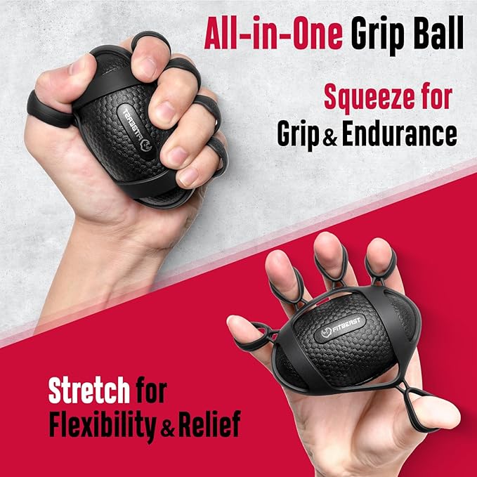 FitBeast Grip Strength Trainer, Hand Gripper Strengthener Kit - 6 Pack with Adjustable Resistance Forearm Strengthener, Forearm Exerciser and Massage Balls for Hand Therapy, Grip Training