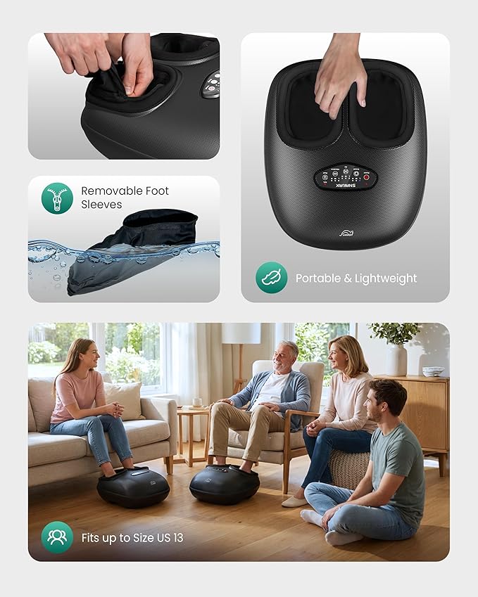 Snailax Shiatsu Foot Massager with Heat, Deep Kneading, Compression, Vibration, Electric Feet Massage Machine for Plantar Fasciitis,Neuropathy,Foot Warmer,Remote Control,Size 13,Mother's Day Gifts