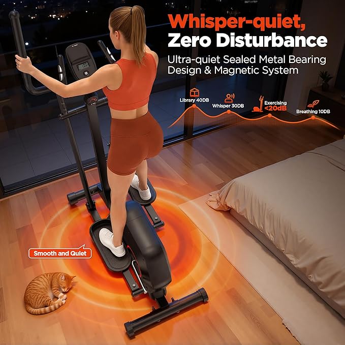 Elliptical Machine, Elliptical Exercise Machine for Home with Hyper-Quiet Magnetic Driving System, Elliptical Trainer with 15.5IN Stride, 14 Resistance Levels, 300LBS Loading Capacity
