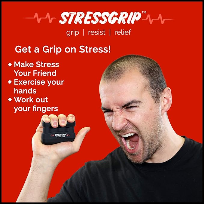 Stress Relief for Adults (Large) - A Stress & Anxiety Relief Device - Comfortable Hand Exerciser - Stress Reliever & Hand Gripper - Black