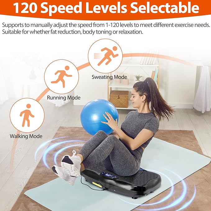 Nouva Vibration Plate Fitness Exercise Machine - Full Body Vibrating Workout Power Fitness Platform Equipment Vibration Plate for Fat Burner w/ Exercise Bands Speed Control