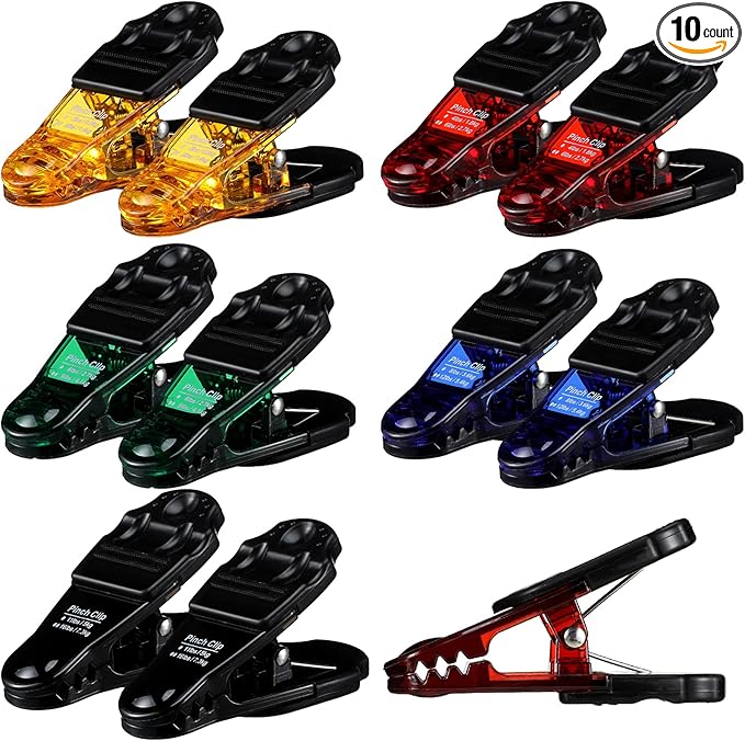 Shappy 10 Pcs Graded Pinch Exerciser Grip Finger Strength Trainer Pinch Clips Rehab Thumb Exerciser Hand Therapy Equipment for Recovery Conditioning from Injuries Surgery, 5 Colors