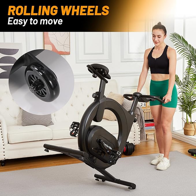 Stationary Bikes for Home, Electromagnetic Control Exercise Bike, 32-Level Resistance, Low Noise with App, LED Display & 300 Lbs Capacity, Workout Bike for Cardio, Weight Loss