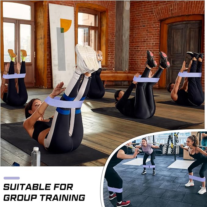 12 Pcs Fabric Resistance Bands for Working Out Booty Workout Stretch Exercise Bands Non Slip for Legs Squat Resistance Loop for Women Men Starter Butt Hip Thigh Fitness