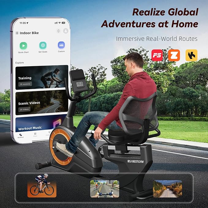 Recumbent Exercise Bike, Recumbent Bike for Home, Recumbent Stationary Bike 350LBS Weight Capacity, Magnetic Recumbent Bike with Smart APP, LCD Monitor, Heart Rate Handle