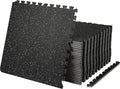 VEVOR 0.56Inch 100sq.ft 25 Tiles Gym Flooring for Home Gym, Rubber Top with High Density EVA Foam, 25 x 25In Gym Floor Exercise Equipment Mats, Interlocking Gym Mats, Puzzle Workout Mats, Black & Gray