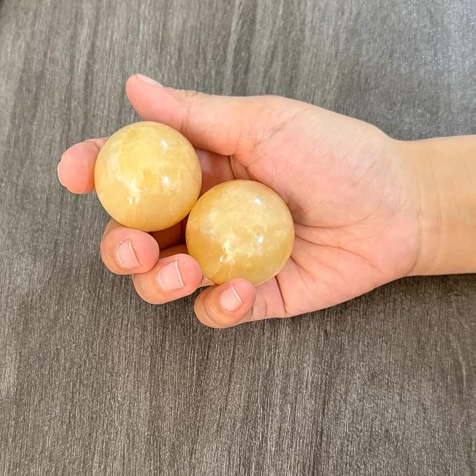 Marble Baoding Balls, Chinese Meditation Stress Relief Balls for Hand Therapy, Manual Massage Exercise, 2 Count Beige, 1.57 Inch