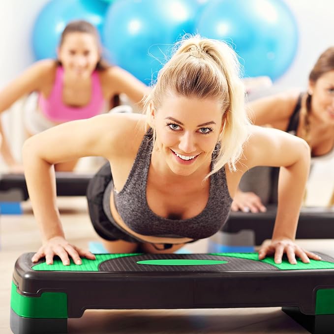 BalanceFrom Aerobic Step Platform Trainer with Adjustable 3-Level Risers, 400 Pound Weight Capacity – Non-Slip Exercise Stepper for Cardio, Strength, and Fitness Workouts at Home or Gym