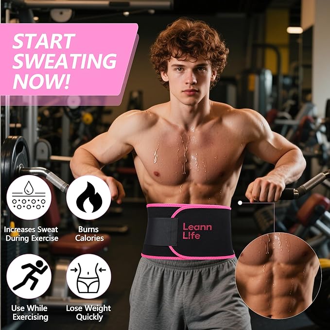 U1 Weighted Hula Hoop 30 Knots 19"-61" for Adults with Waist Trimmer Belt & Durable Wash Bag Bundle– Fitness Hoop for Exercise, Workout, Slimming & Home Gym, Pink