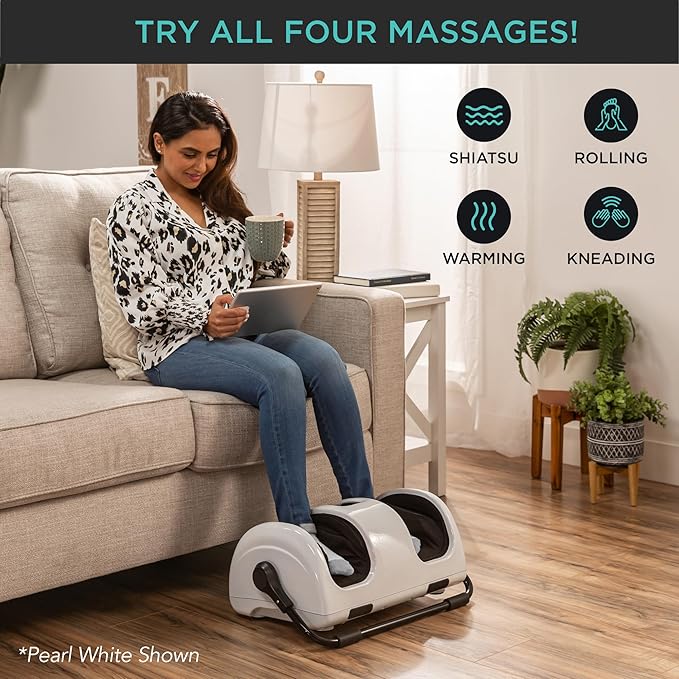 Best Choice Products Heated Shiatsu Foot Massager for Pain Relief, Plantar Fasciitis, Neuropathy, Blood Circulation w/Compact Design - Rose Gold