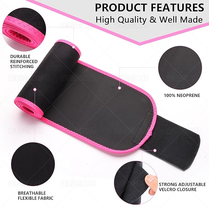 Waist Trimmer Belt – One Size 52″ Fits All Women & Men, Premium Neoprene Sweat Waist Trainer for Workout & Fitness