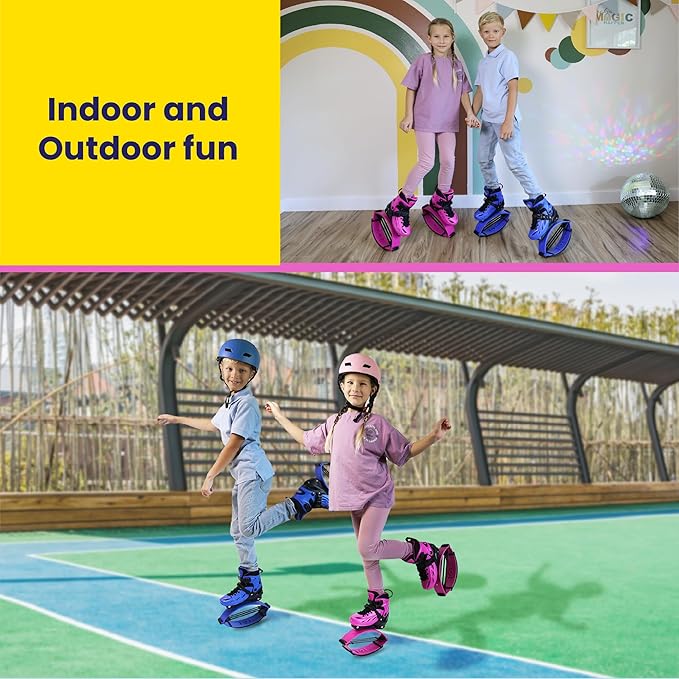 New Bounce Jumping Shoes for Kids - Premium Moon Shoes, Kangaroo Jumping Shoes, Safe and Adjustable Fit, Bouncing Shoes for Exercise and Fun Blue