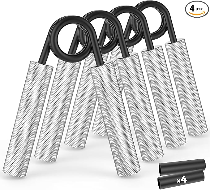 Grip Strength Trainer 4 Pack,50LB-200LB Metal Hand Grip Strengthener,Non-Slip Heavy-Duty Forearm Exerciser,Hand Gripper for Muscle Building and Hand Rehabilitation Exercising