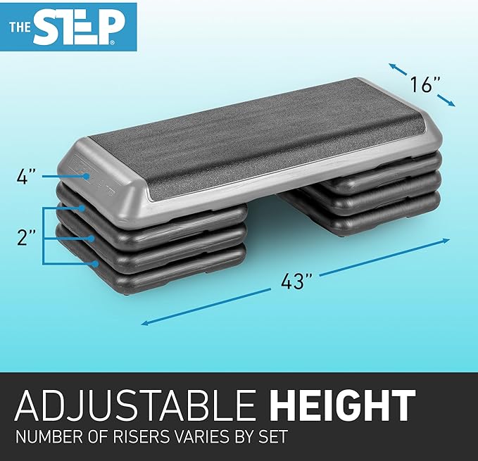 The Step Freestyle Grey Aerobic Platform, Health Club Size Steppers for Exercise