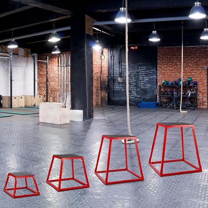 Jump Boxes, Heavy-Duty Steel Plyometric Jump Box for Home Gym, Step up Box for Workout with Rubber Pad Plyo Jumping Box Platform Conditioning Strength Training with Sizes 12", 18", 24", 30"