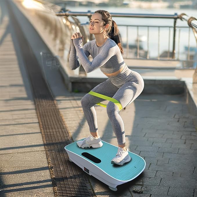 Silent Vibration Platform for Fitness & Massage - 10 Frequency Settings, Fat Burning, Weight Loss, Full Body Shaking Machine, Unisex, Blue