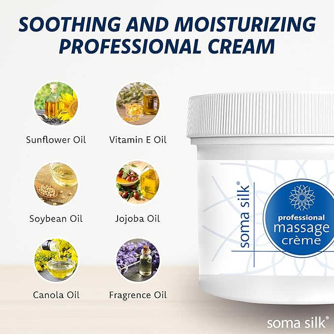 Professional Massage Creme by Soma Silk | 1 Gallon | Smooth & Silky Texture | Moisture-Rich Massage Cream | Calendula & Jojoba Oils for Healthy Skin | Easy Glide & Workability