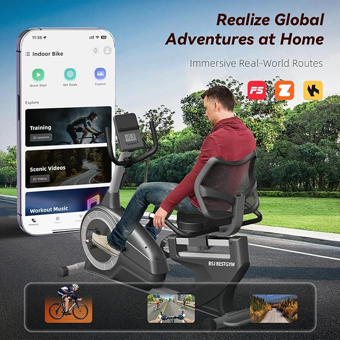 Recumbent Exercise Bike, Magnetic Staionary Bikes for Home with 8-level Resistance & Adjustable Seat, Staionary Bike for Seniors Adults, 350 LBS & LCD Monitor
