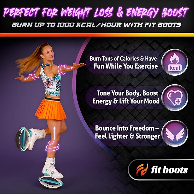FIT BOOTS for Women Exercise - Premium Moon Shoes for Jumping, Kangaroo Shoes for Training, Cardio & Fun, Joint-Friendly, Rebounder Jumps Boots for Adults & Kids, Bouncy Workout (Women-Pink)