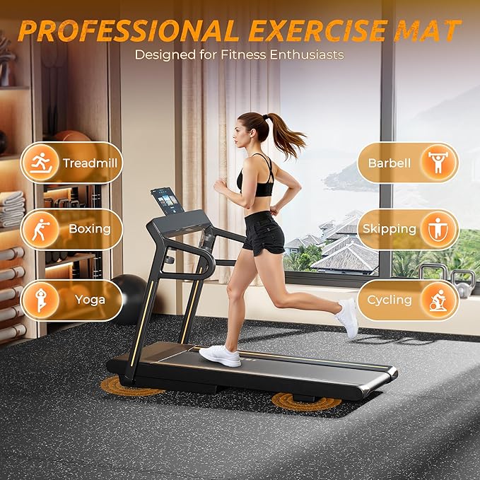 PRAISUN 0.6" Thicker Rubber Top Gym Flooring for Home Gym, 36 Pcs 144 Sq Ft Workout Mats, Exercise Mat, Interlocking Rubber Floor Mats with High Density EVA Foam for Garage, 24 x 24in, Black/Grey