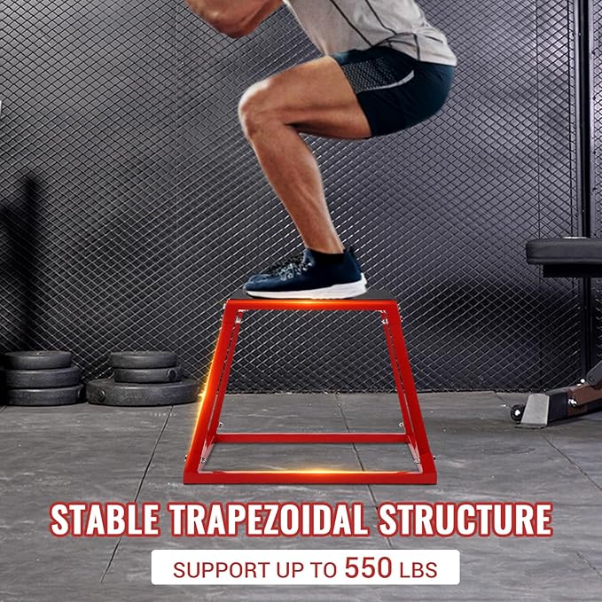 Jumping Stool Set, Heavy Duty Plyometric Jump Box, Portable Jumping Stool for Training, Step Up Box Set, 550Lbs Capacity, for Strength Training Conditioning