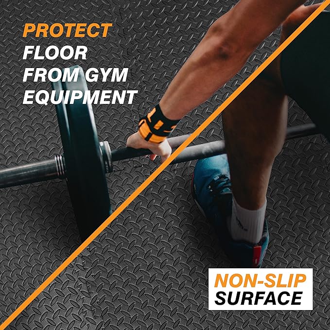 TCE AUPM001BK Interlocking Foam Mat Protective Exercise Workout Puzzle Floor Mat Tiles for Home Gym Equipment - 6 Pieces, 24 Square feet, Black