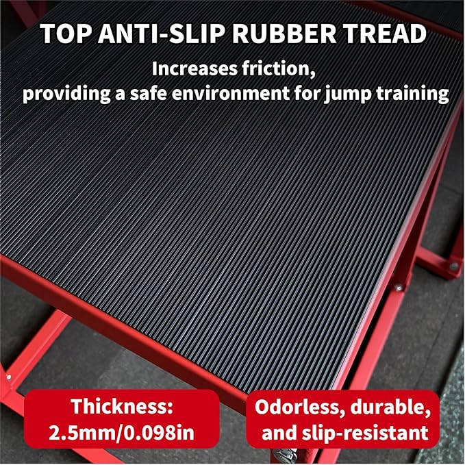 Steel Plyometric Jump Box, 12-30 Inch Anti-Slip Plyo Box with Textured Rubber Top, Jump Bench , Step Up Exercise Platform for Box Jumps, Step-Ups, Dips, and Push-Ups Targeting for Home Gym Workouts