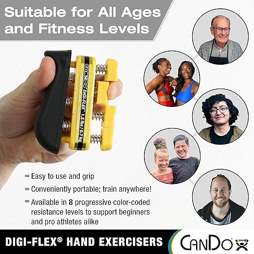 CanDo Digi-Flex Hand and Finger Exerciser Green - Medium Tension - For Dexterity, Strength, and Flexibility for Fingers, Hands, and Forearms